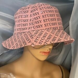 Stussy Pink Black Corduroy Bucket Hat